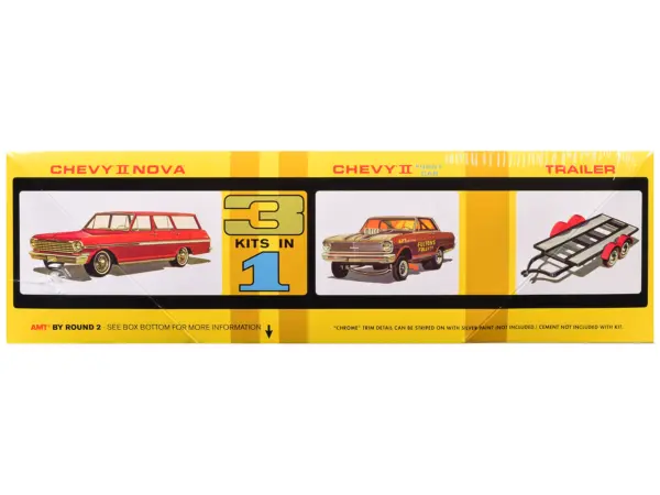 Skill 2 Model Kit Indy Drag Combo Chevrolet II Wagon and Funny Car with Trailer 3 in 1 Set 1/25 Scale Model by AMT #2