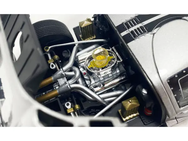 1966 Ford GT-40 MKII #F85 Silver Metallic with Black Stripes 1/18 Diecast Model Car by ACME #4