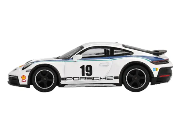Porsche 911 Dakar #19 "Rally 1974" Tribute Livery White with Blue Stripes Limited Edition 1/64 Diecast Model Car by Mini GT #2