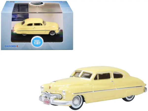 1949 Mercury 8 Coupe Calabash Yellow 1/87 (HO) Scale Diecast Model Car by Oxford Diecast #1