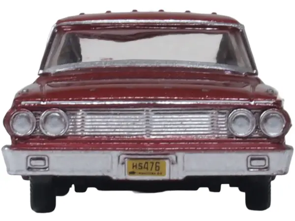1964 Ford Country Station Wagon Squire Vintage Burgundy with Woodgrain Sides and White Interior 1/87 (HO) Scale Diecast Model Car by Oxford Diecast #3