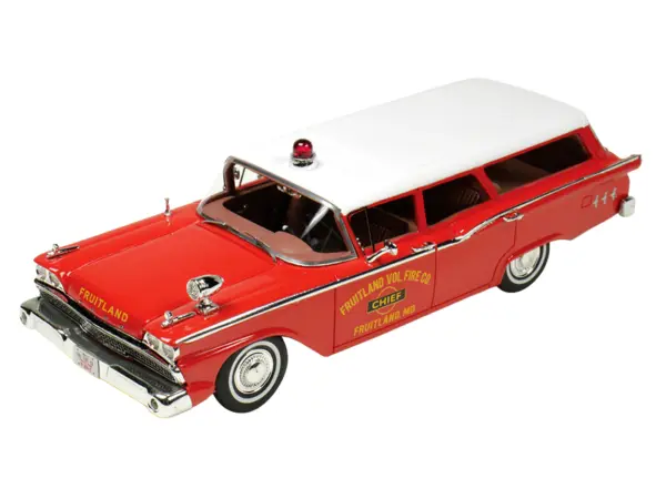 1959 Ford Country Squire "Fruitland MD Fire Chief" Red with White Top Limited Edition to 200 pieces Worldwide 1/43 Model Car by Goldvarg Collection #2