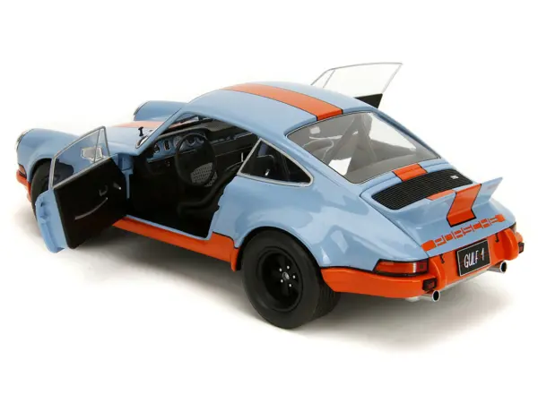 Porsche 911 RSR "Gulf Oil" Light Blue with Orange Stripes "Pink Slips" Series 1/18 Diecast Model Car by Jada #5