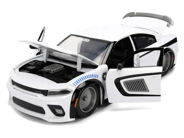 2021 Dodge Charger SRT Hellcat White with Graphics and Stormtrooper Figure "Star Wars" Franchise "Hollywood Rides" Series 1/24 Diecast Model Car by Jada #2