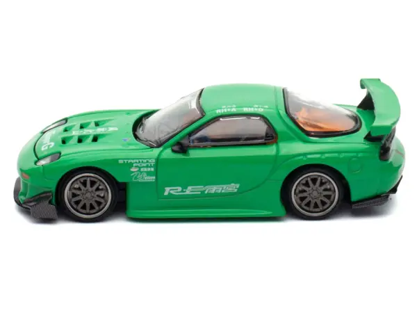 Mazda RX7 "RE Amemiya" Widebody RHD (Right Hand Drive) Green 1/64 Diecast Model Car by Pop Race #3