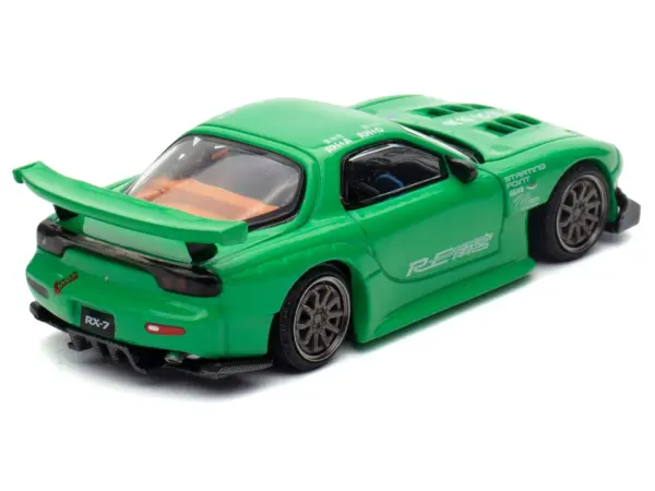 Mazda RX7 "RE Amemiya" Widebody RHD (Right Hand Drive) Green 1/64 Diecast Model Car by Pop Race #5