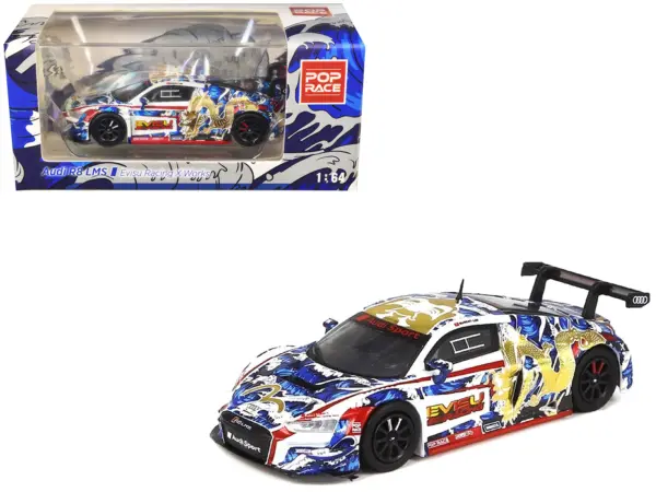 Audi R8 LMS "Evisu Racing X Works" White with Graphics 1/64 Diecast Model Car by Pop Race #1