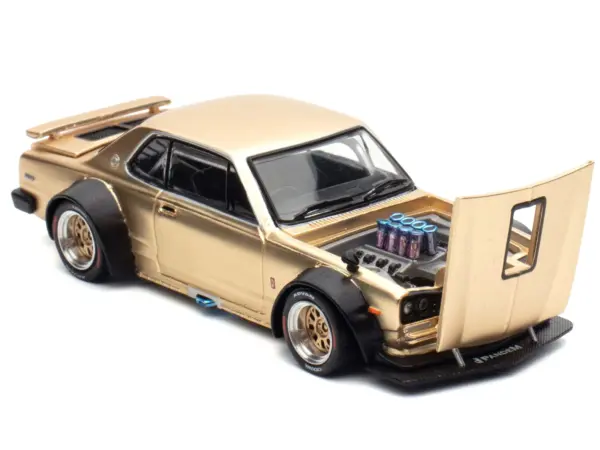 Skyline GT-R V8 Drift "Hakosuka" RHD (Right Hand Drive) Gold Metallic 1/64 Diecast Model Car by Pop Race #2