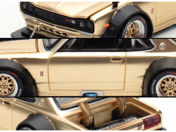 Skyline GT-R V8 Drift "Hakosuka" RHD (Right Hand Drive) Gold Metallic 1/64 Diecast Model Car by Pop Race #5