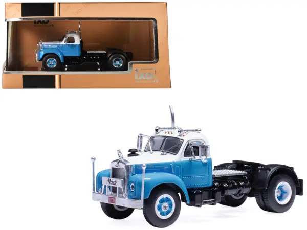 1953 Mack B 61 Truck Tractor Blue and White 1/64 Diecast Model by IXO Models #1
