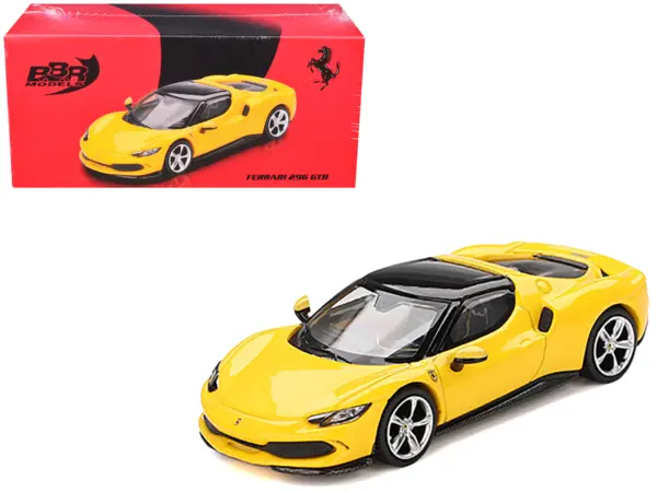 Ferrari 296 GTB Giallo Modena Yellow with Black Top 1/64 Diecast Model Car by BBR #1