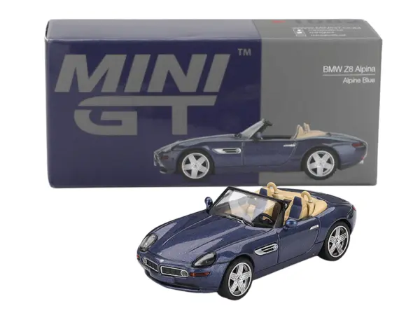 BMW Z8 Alpina Roadster Alpine Blue Metallic Limited Edition 1/64 Diecast Model Car by Mini GT #4