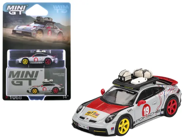 Porsche 911 Dakar #19 "Uncle Rally" Gray with Graphics and Roof Rack Limited Edition 1/64 Diecast Model Car by Mini GT #1