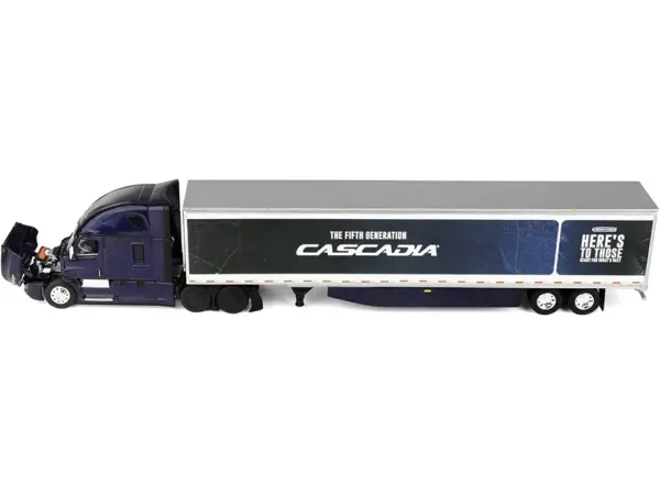Freightliner Fifth Generation Cascadia Raised Roof Sleeper & 53' Utility Trailer with Skirts Midnight Blue 1/64 Diecast Model by DCP/First Gear #2