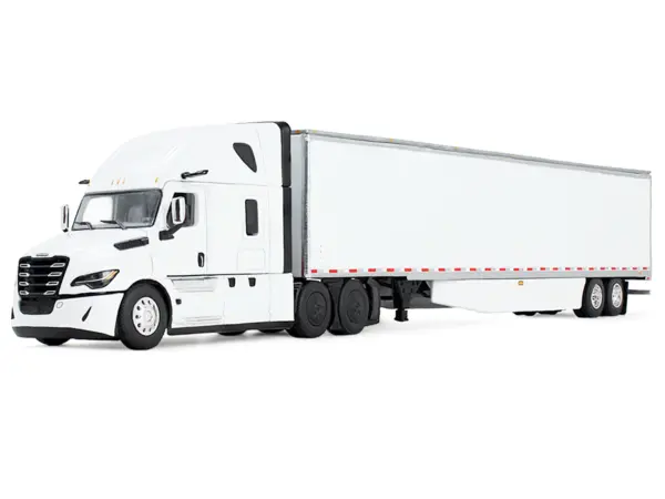 Freightliner Fifth Generation Cascadia Raised Roof Sleeper & 53' Utility Trailer with Skirts White 1/64 Diecast Model by DCP/First Gear #2