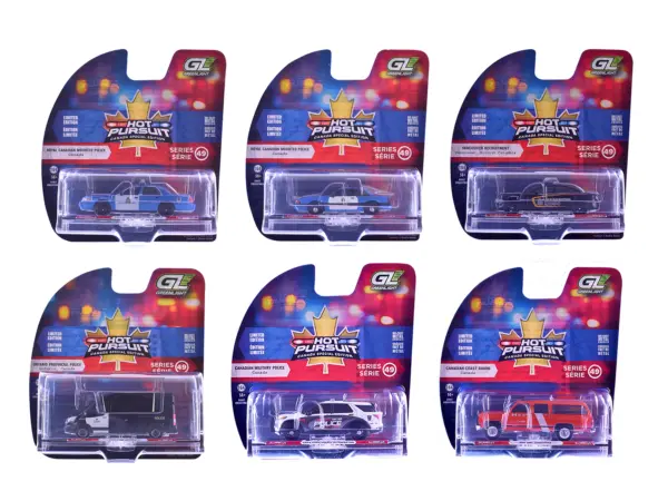 "Hot Pursuit - Canada Special Edition" Set of 6 Police Cars 1/64 Diecast Model Cars by Greenlight #1