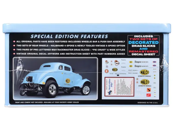 Skill 2 Model Kit 1933 Willys Gasser "Ohio George" with Collectible Tin Packaging 1/25 Scale Model by AMT #2