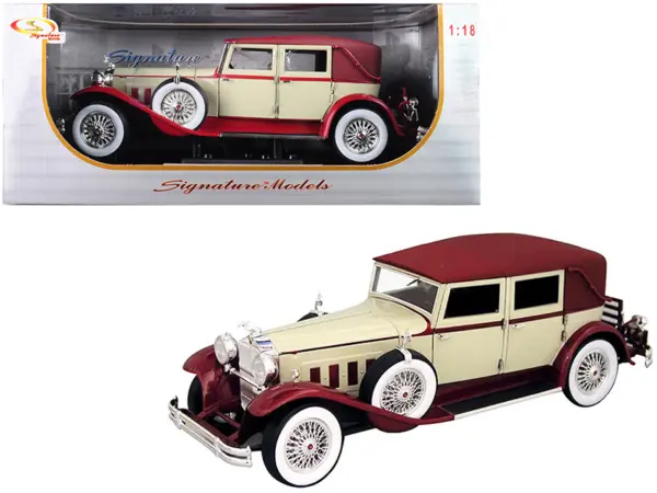 1930 Packard LeBaron Cream and Red 1/18 Diecast Model Car by Signature Models #1