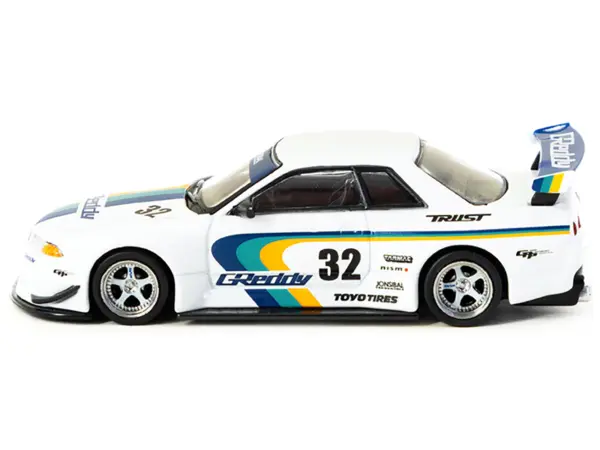 Nissan Skyline GT-R (R32) Widebody RHD (Right Hand Drive) #32 "Greddy - Jonsibal Designworks" White with Stripes "Global64" Series 1/64 Diecast Model by Tarmac Works #3