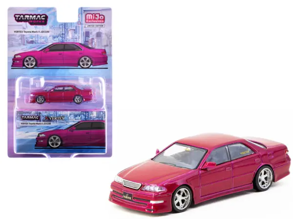 Toyota Vertex Mark II JZX100 RHD (Right Hand Drive) Hot Pink Metallic "Global64" Series 1/64 Diecast Model by Tarmac Works #1