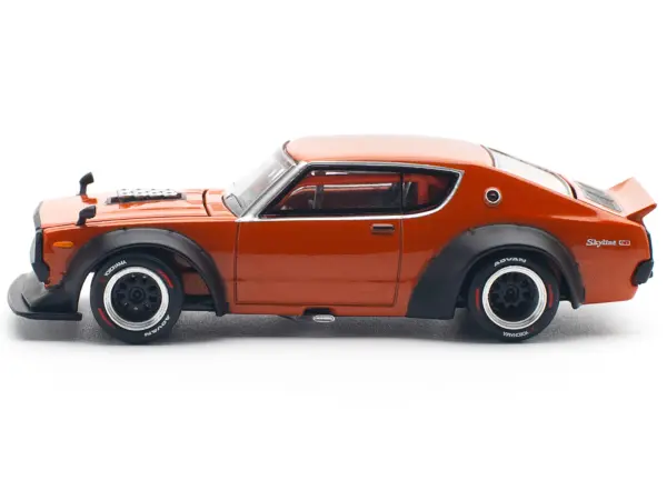 Skyline GT-R V8 Drift "Kenmeri" RHD (Right Hand Drive) Orange Metallic 1/64 Diecast Model Car by Pop Race #3