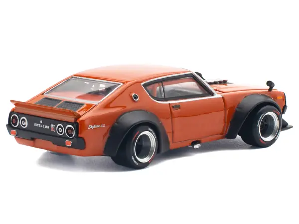 Skyline GT-R V8 Drift "Kenmeri" RHD (Right Hand Drive) Orange Metallic 1/64 Diecast Model Car by Pop Race #4