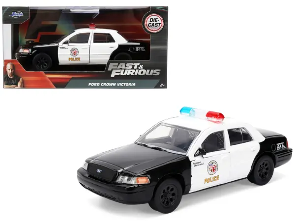 Ford Crown Victoria "LAPD (Los Angeles Police Department) Black and White "The Fast and the Furious" (2001) Movie "Fast & Furious" Series 1/32 Diecast Model Car by Jada #1