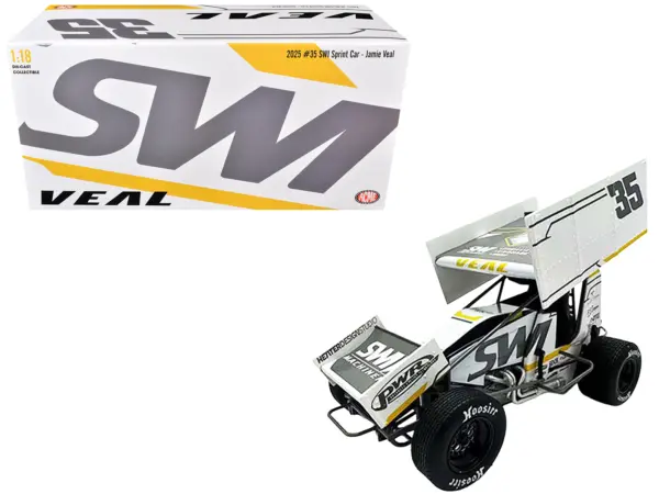 Winged Sprint Car #35 Jamie Veal "SWI Earthworks" White (2025) 1/18 Diecast Model Car by ACME #1
