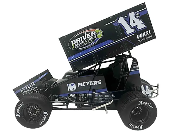 Winged Sprint Car #14CC Corey Day (Blue Version) "Driven 2 Save Lives" Jason Meyers Racing (2025) 1/18 Diecast Model Car by ACME #2