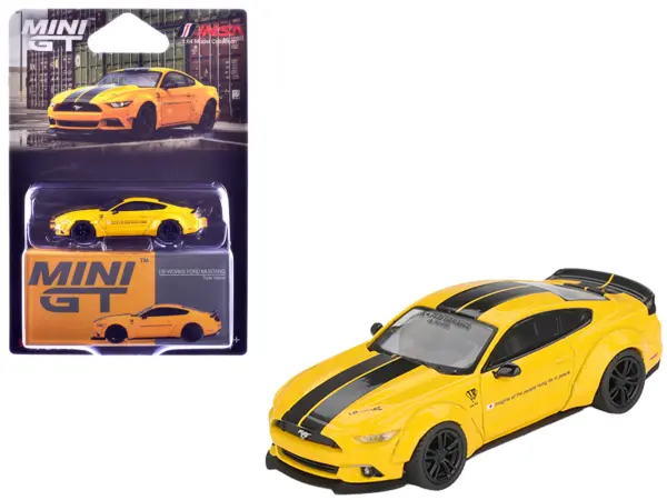 Ford Mustang "LB-Works" Triple Yellow with Black Stripes Limited Edition 1/64 Diecast Model Car by Mini GT #1