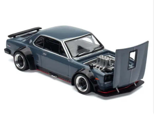 Skyline GT-R V8 Drift "Hakosuka" RHD (Right Hand Drive) Gray "Tokyo Auto Salon Hong Kong 2025" Special Edition 1/64 Diecast Model Car by Pop Race #2