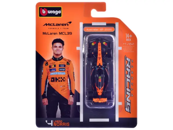 McLaren MCL39 #4 Lando Norris Winner Formula One F1 "Australian GP" (2025) "Formula Racing" Series 1/64 Diecast Model Car by Bburago #3