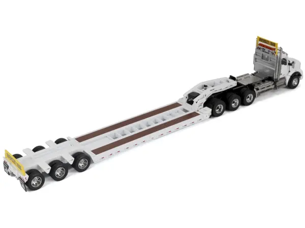 Kenworth T880 SBFA Tridem Truck with Trail King HDG Lowboy Trailer White "Transport Series" 1/50 Diecast Model by Diecast Masters #4