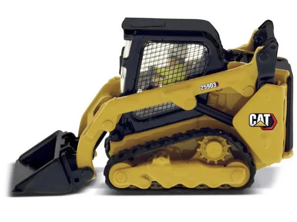 CAT Caterpillar 259D3 Compact Track Loader with Work Tools and Operator Yellow "High Line Series" 1/50 Diecast Model by Diecast Masters #2