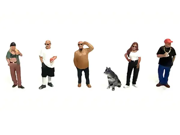 "Curbside Crowd" 6 piece Diecast Figure Set (6 Figures) Limited Edition for 1/64 Scale Models by American Diorama #2