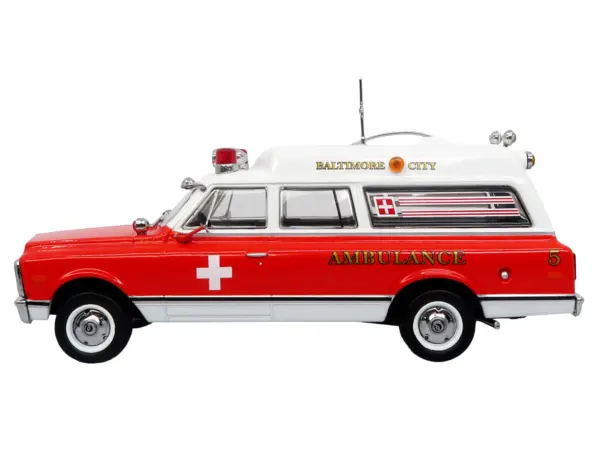 1969 Chevrolet C-10 Ambulance "Baltimore City Fire Department" White and Red "5 Alarm" Series Limited Edition 1/50 Diecast Model by Iconic Replicas #2