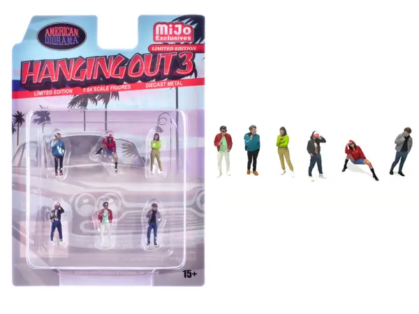 "Hanging Out #3" 6 piece Diecast Figure Set (6 Figures) Limited Edition for 1/64 Scale Models by American Diorama #1