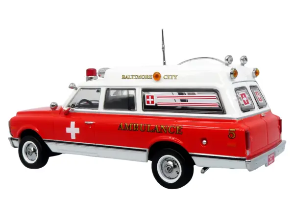 1969 Chevrolet C-10 Ambulance "Baltimore City Fire Department" White and Red "5 Alarm" Series Limited Edition 1/50 Diecast Model by Iconic Replicas #3