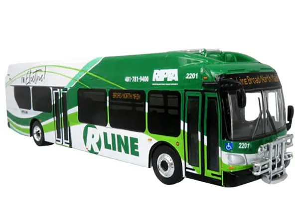 New Flyer Xcelsior Charge NG Electric Transit Bus RIPTA (Rhode Island Public Transit Authority) "R Line Broad/North Main" "The Bus & Motorcoach Collection" 1/87 Diecast Model by Iconic Replicas #2
