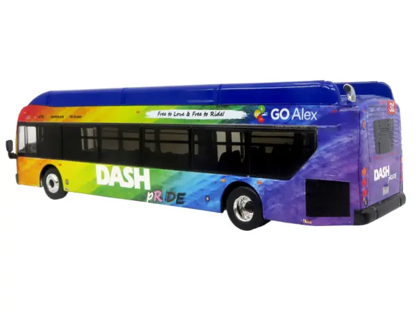 New Flyer Xcelsior XN40 Transit Bus "DASH Pride Livery" Blue with Rainbow Graphics "The Bus & Motorcoach Collection" Limited Edition 1/87 (HO) Diecast Model by Iconic Replicas #3