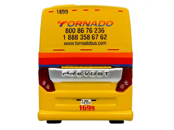 Prevost H3-45 Coach Bus "Tornado Bus Company" Yellow with Graphics Limited Edition 1/87 (HO) Diecast Model by Iconic Replicas #5