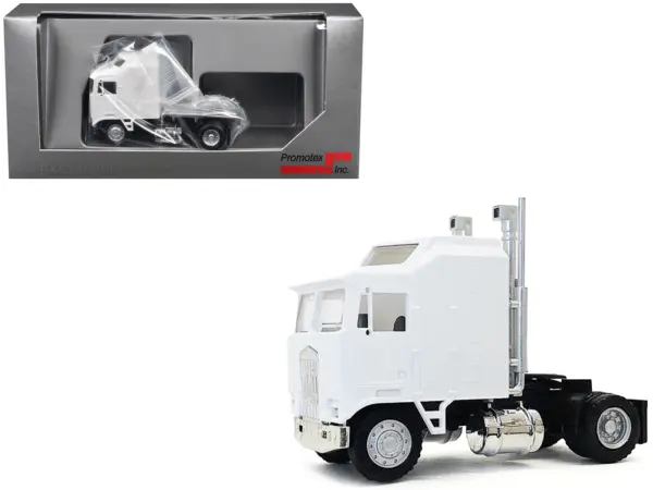Kenworth K100 Single-Axle Truck with 5-Bar Grill White 1/87 (HO) Plastic Model Car by Promotex #1