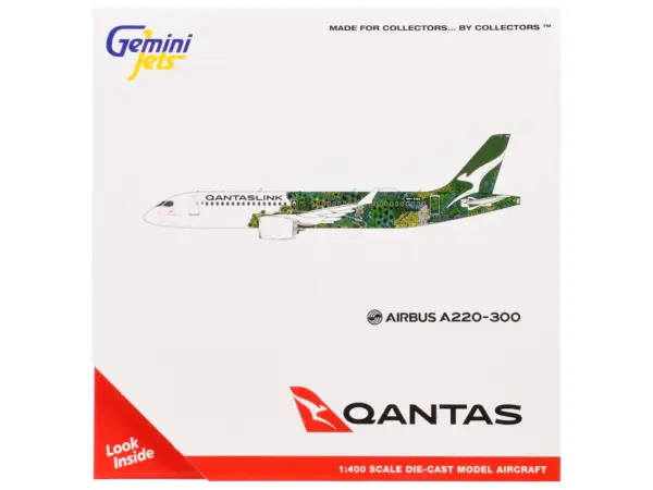 Airbus A220-300 Commercial Aircraft "QantasLink - Minyma Kutjara Tjukurpa" (VH-X4A) White with Graphics 1/400 Diecast Model Airplane by GeminiJets #3