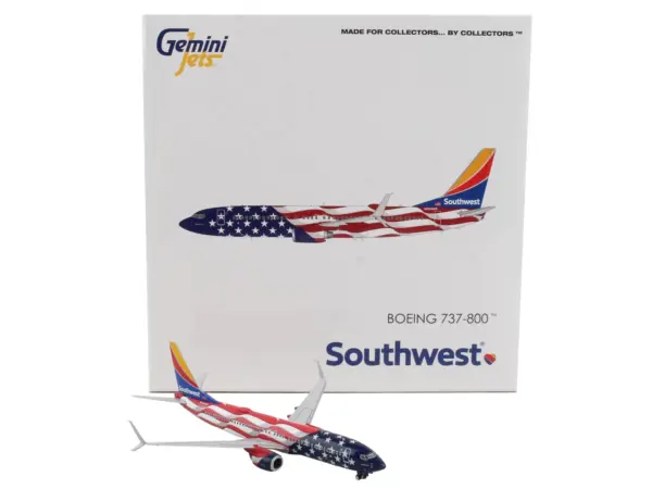 Boeing 737-800 Commercial Aircraft "Southwest Airlines - Freedom One" United States Flag Livery 1/400 Diecast Model Airplane by GeminiJets #4
