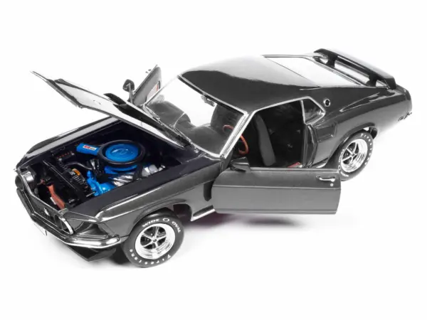 1969 Ford Mustang Dark Gray Metallic with Black Stripes "John Wick" (2014) Movie "Silver Screen Machines" Series 1/18 Diecast Model Car by Auto World #2