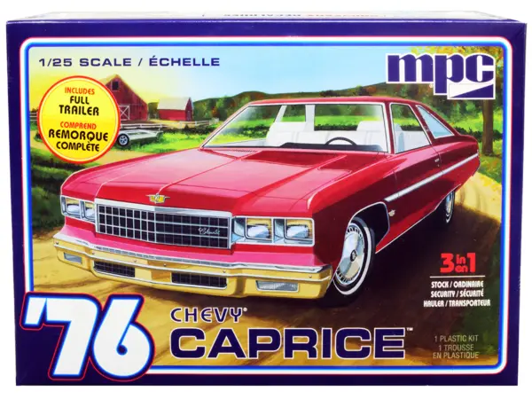 Skill 2 Model Kit 1976 Chevrolet Caprice with Trailer 3-in-1 Kit 1/25 Scale Model by MPC #1
