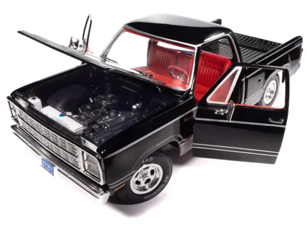 1979 Dodge Adventurer Sweptline Pickup Truck Black with Red Interior "American Muscle" Series 1/18 Diecast Model Car by Auto World #2