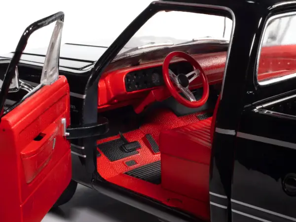 1979 Dodge Adventurer Sweptline Pickup Truck Black with Red Interior "American Muscle" Series 1/18 Diecast Model Car by Auto World #3