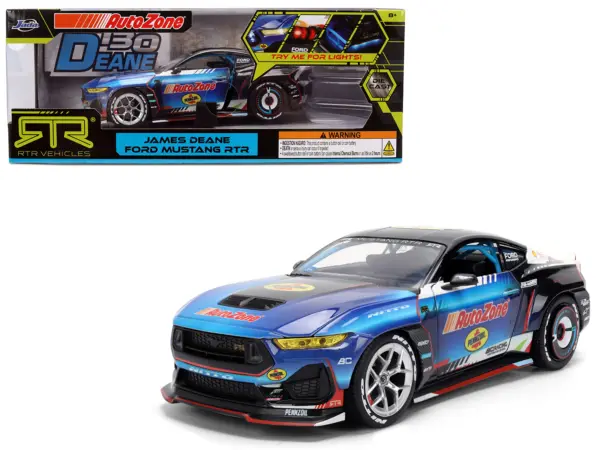 Ford Mustang RTR #130 James Deane "AutoZone" "Formula Drift PRO Championship" (2025) with Lights "RTR Vehicles" Series 1/24 Diecast Model Car by Jada #1
