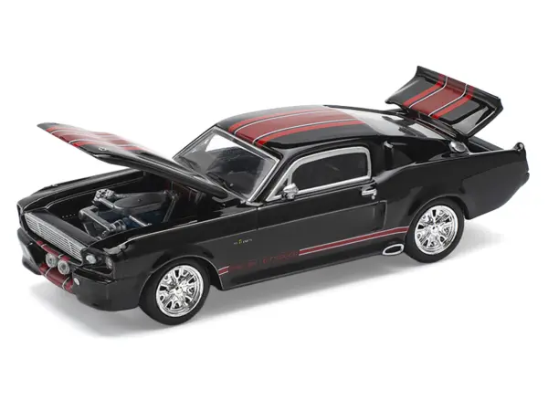 Shelby Mustang GT500 Dark Chrome with Red Stripes 1/64 Diecast Model Car by Pop Race #2